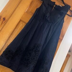 Ann Taylor LOFT Black Dress 100% Cotton Sleeveless V-Neck Sundress size 2